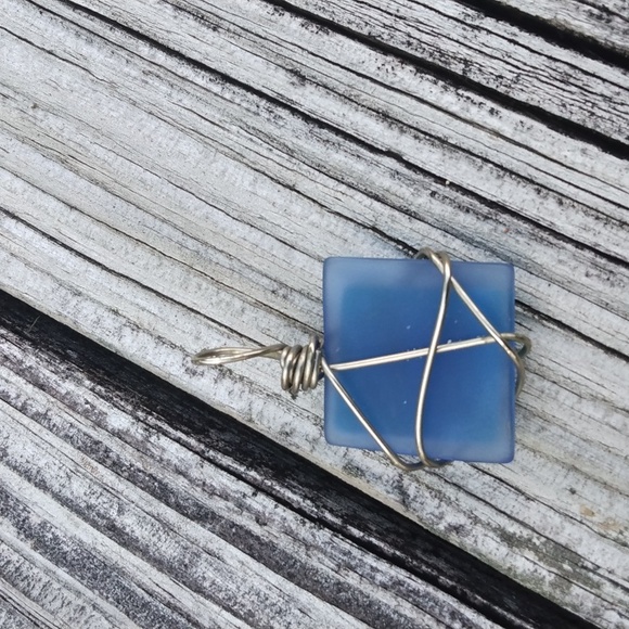 Blue and Green Fused Glass Pendant Necklace - Handcrafted Glass Jewelry - Picture 3 of 8